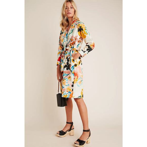 Anthropologie Dresses & Skirts - By Anthropologie Rilke Poplin Shirt Dress 3/4 Balloon Sleeve Belted Size 1X